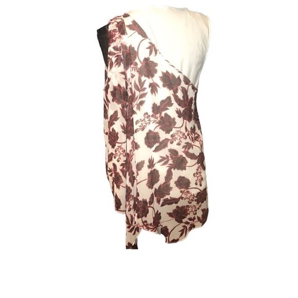 NWT Investments Slim Factor Floral Print Sleeveless Asymmetrical Neck Drape Top - Picture 3 of 4